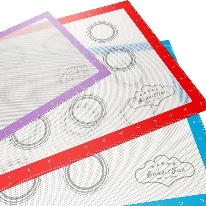 BakeitFun Silicone Pastry Mat With Measurements, Standard Size 23" x 15", Full Sticks To Countertop For Rolling... N19