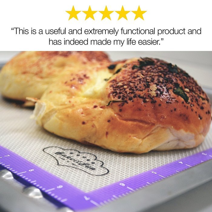 BakeitFun Silicone Pastry Mat With Measurements, Standard Size 23" x 15", Full Sticks To Countertop For Rolling... N21