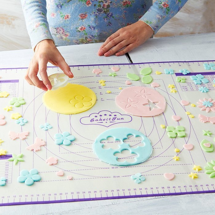 BakeitFun Silicone Pastry Mat With Measurements, Standard Size 23" x 15", Full Sticks To Countertop For Rolling... N23
