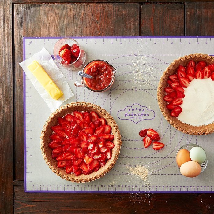 BakeitFun Silicone Pastry Mat With Measurements, Standard Size 23" x 15", Full Sticks To Countertop For Rolling... N25