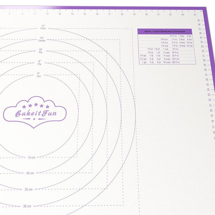 BakeitFun Silicone Pastry Mat With Measurements, Standard Size 23" x 15", Full Sticks To Countertop For Rolling... N29