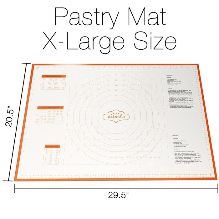 BakeitFun Silicone Pastry Mat With Measurements, Standard Size 23" x 15", Full Sticks To Countertop For Rolling... N31