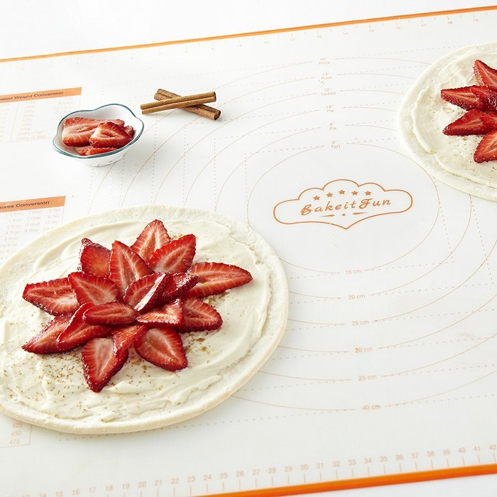BakeitFun Silicone Pastry Mat With Measurements, Standard Size 23" x 15", Full Sticks To Countertop For Rolling... N35