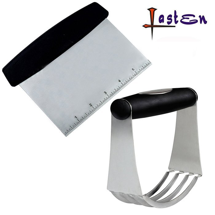 Lasten Baking Dough Blender & Dough Scraper Set, Stainless Steel Pastry Cutter & Scraper, Pastry Blender with...
