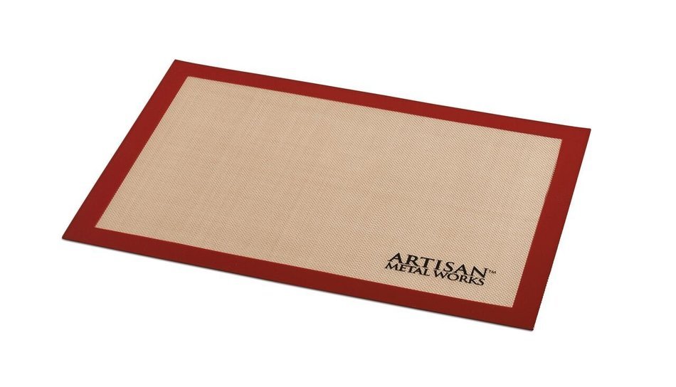 Artisan 2-Piece Professional Baking Set with Quarter-Size Cookie Sheet Pan and Silicone Baking Mat with Red Border N8