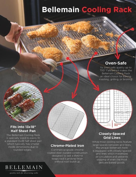 Top Rated Bellemain Cooling Rack - Baking Rack , Chef Quality 12 inch x 17 inch - Tight-Grid Design, Oven Safe...
