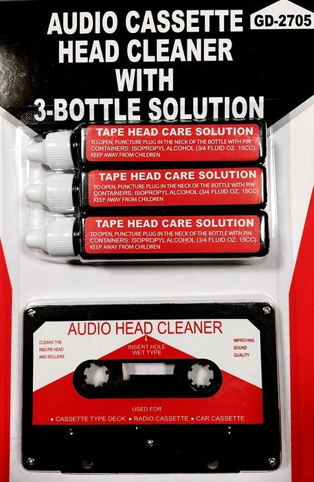 Audio Tape Cassette Head Cleaner w/ 3 Cleaning Fluids Care Wet Maintenance Kit By Alazco