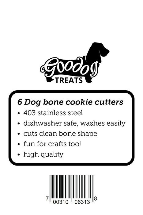 Cookie Cutters Dog Bone Shape Great Set of 6pc By Goodog Treats, stainless steel, By La Cucina's Best N2
