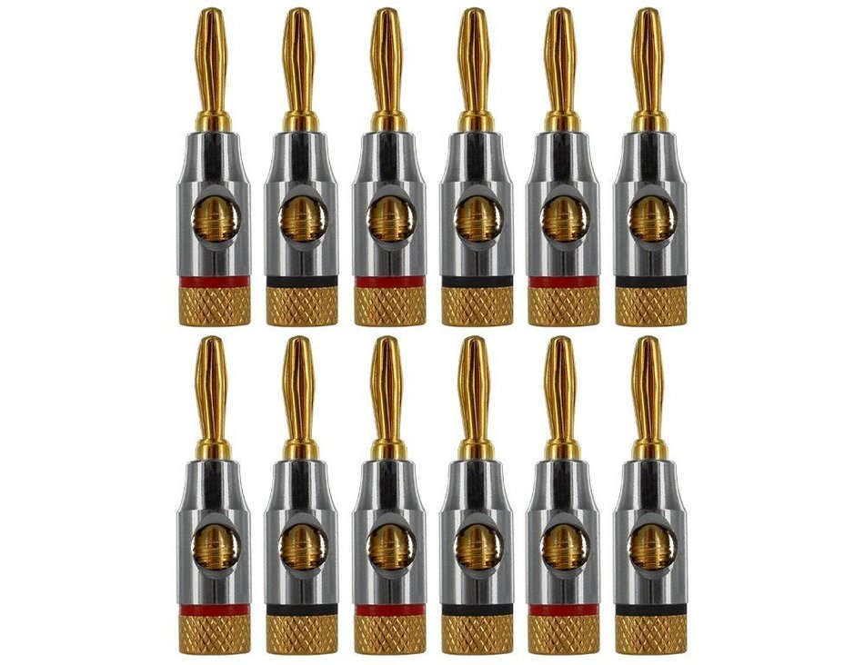 Ocelot Banana Plugs, 24k Gold Plated Connectors, Open Screw Type, 12 Pair N5
