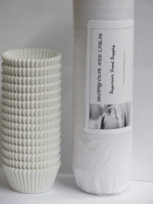 White Standard Size Cupcake Paper Baking Cup Liners- 2'' x 1-1/4=4.5 -APPX. 2 PACK 500= 1000 PACK