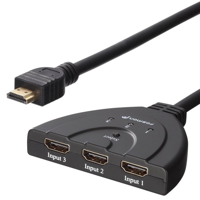 Fosmon HD1831 3-Port HDMI Switch with Pigtail Cable