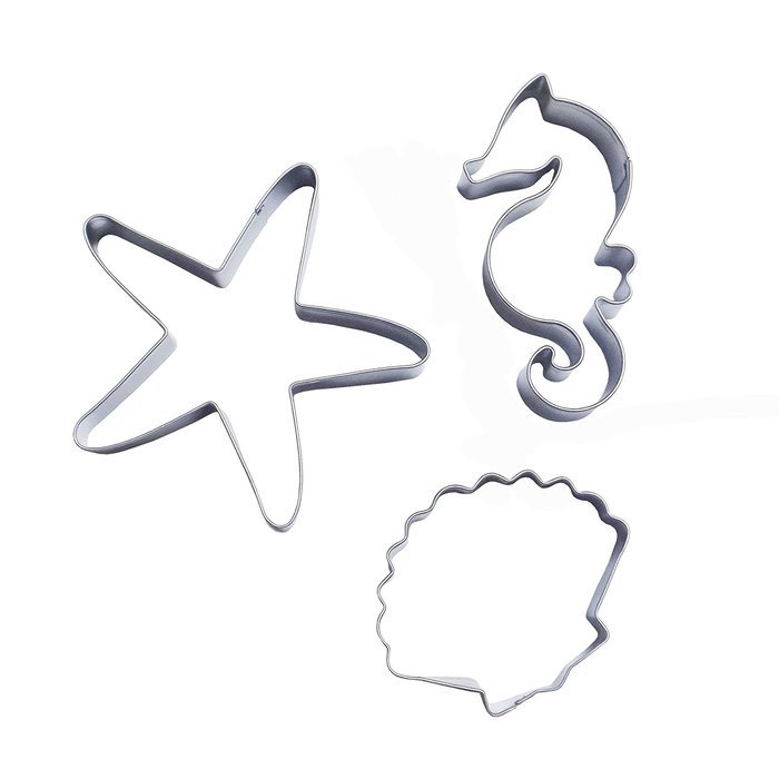 Yunko Starfish Shell Hippocampus Shape Stainless Steel Cookie Cutter Fondant Cutter 3pcs / Set