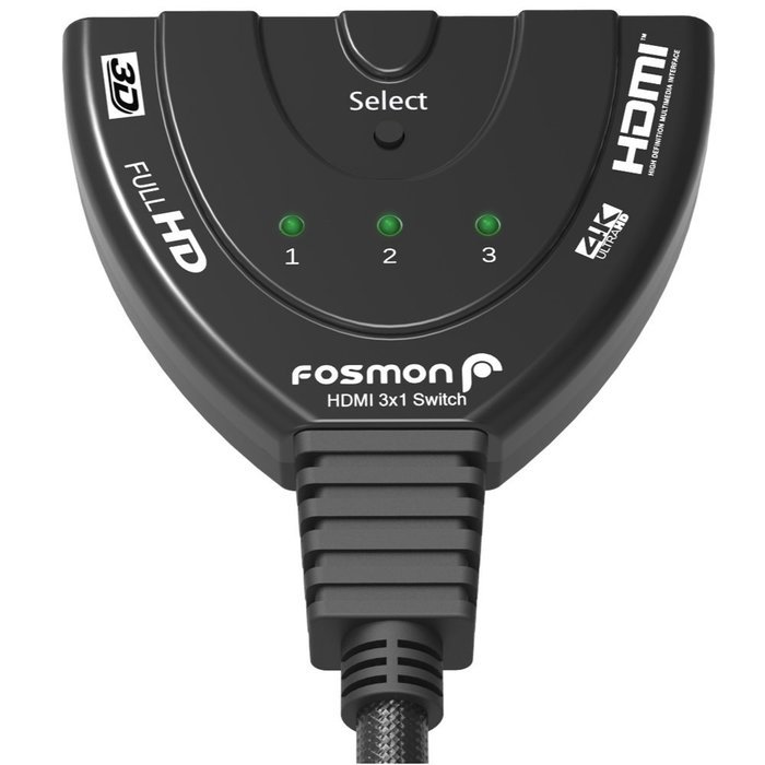 Fosmon HD1831 3-Port HDMI Switch with Pigtail Cable N15