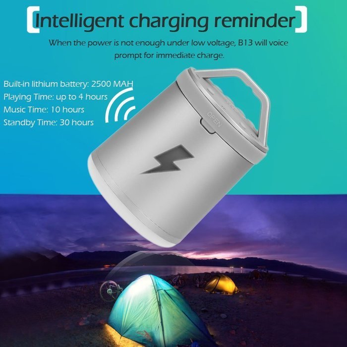 Docooler B13 Camping LED Speaker Wireless Bluetooth Speaker with Selfie Camera LED Lamp Hands-free Call Anti-lost... N13
