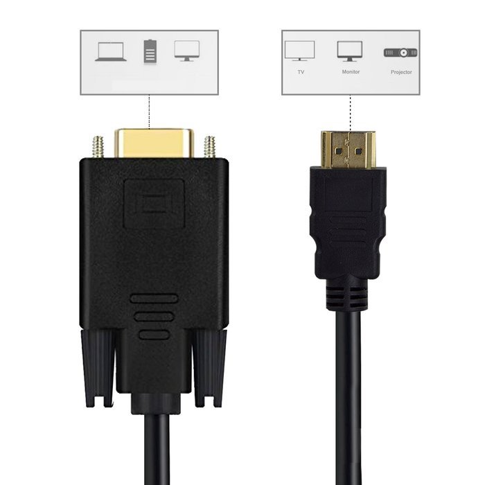 VAlinks Active HDMI Male to VGA Male D-SUB 15 Pin M/M Video Converter Cable Adapter Support Full 1080P Convert... N6