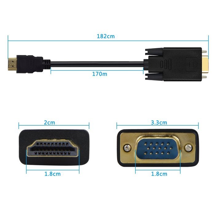 VAlinks Active HDMI Male to VGA Male D-SUB 15 Pin M/M Video Converter Cable Adapter Support Full 1080P Convert... N7