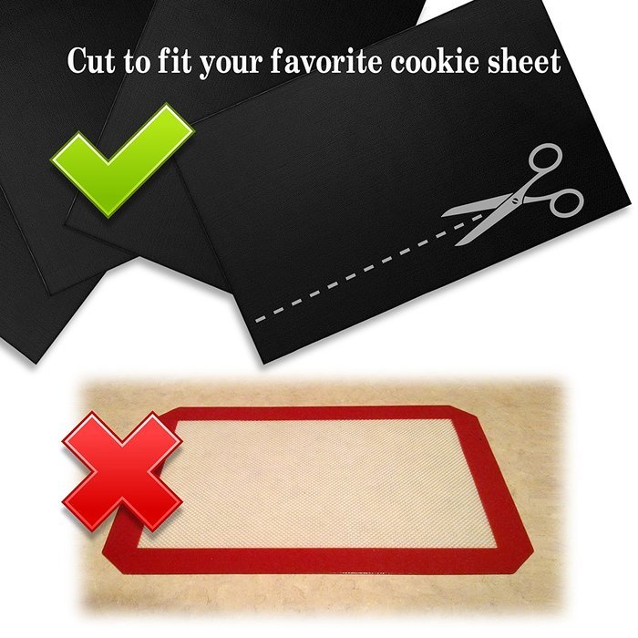 (Set of 4) Premium Non-Stick Baking Mats and Cookie Sheets - Black (15.75 x 13) N2
