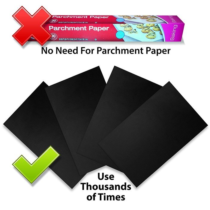 (Set of 4) Premium Non-Stick Baking Mats and Cookie Sheets - Black (15.75 x 13) N5