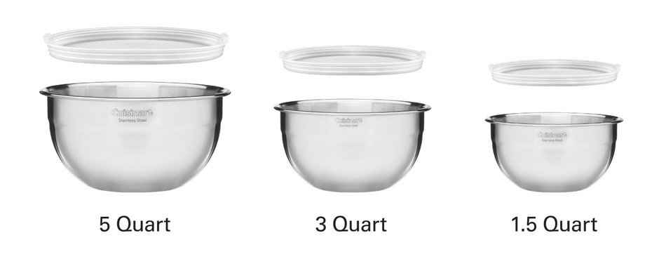 Cuisinart CTG-00-SMB Stainless Steel Mixing Bowls with Lids, Set of 3 N4