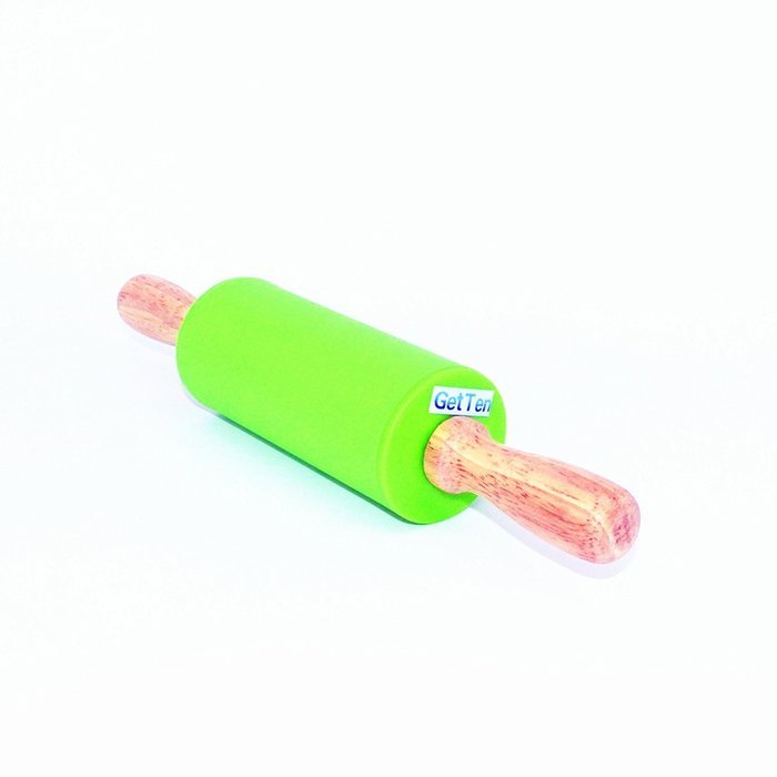 GetTen Rolling Pin Silicone Food Grade Dough Non-stick Surface Wooden Handle 1 PCS ( Random Color) N8