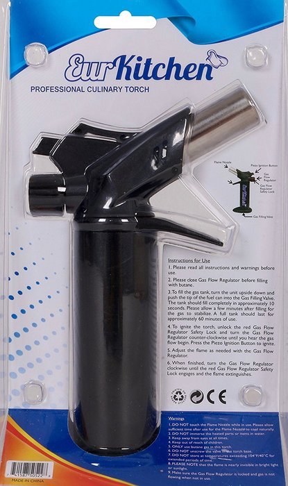 EurKitchen Kitchen Torch - Butane Culinary Torch for Creme Brulee and more - Powerful Blow Torch for Soldering... N4