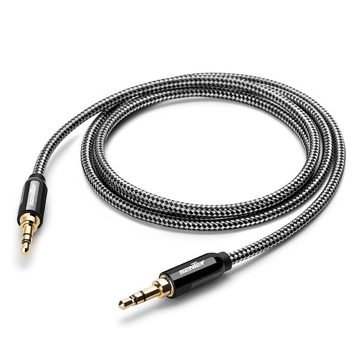 Sentey LS-6620 Braided Metal Stereo Male to Male Aux Cable, 3 Feet(3.5mm) N8