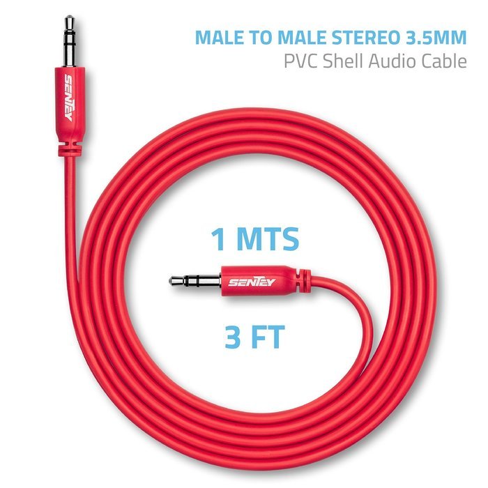 Sentey LS-6620 Braided Metal Stereo Male to Male Aux Cable, 3 Feet(3.5mm) N19