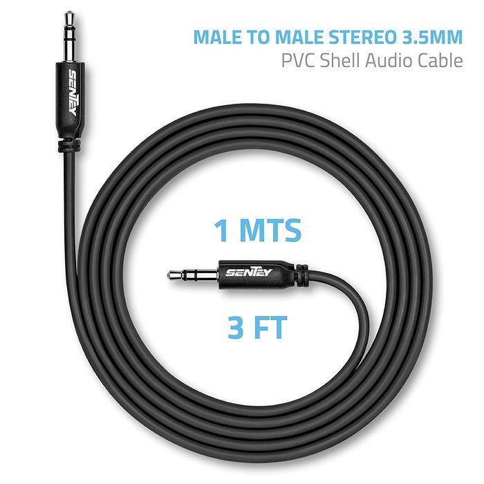 Sentey LS-6620 Braided Metal Stereo Male to Male Aux Cable, 3 Feet(3.5mm) N28