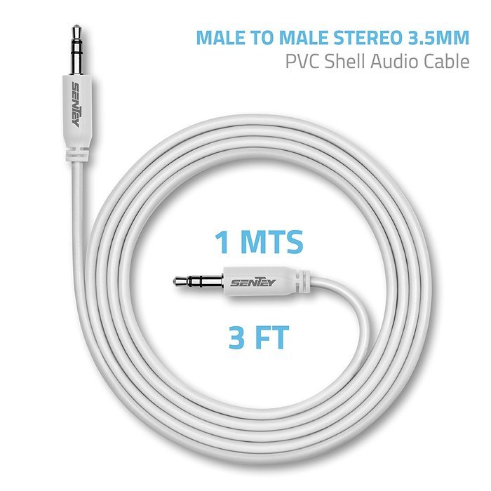 Sentey LS-6620 Braided Metal Stereo Male to Male Aux Cable, 3 Feet(3.5mm) N36