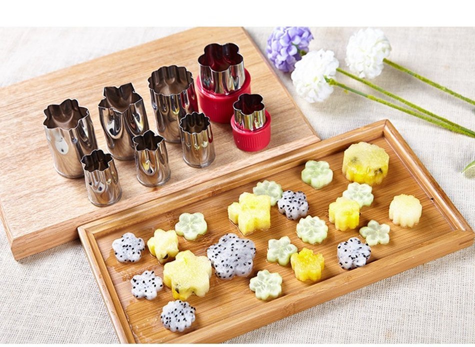 Lingstar Cookie Cutters Stainless Steel Mini Animal Shape Fruit Vegetable Mold Pack of 8 Red N2