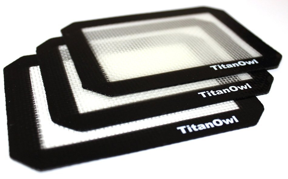 3 Silicone Mat Platinum Cured + Non-stick Jar + TitanOwl Carving Tool , Pad with Black corners 5.5" x 4.5" N2