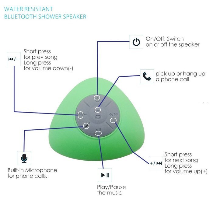 YOPO&reg; New Mini Wireless Waterproof Shower Stereo Bluetooth Speaker W/Mic & Suction Cup Mount, For Use With Latest... N4