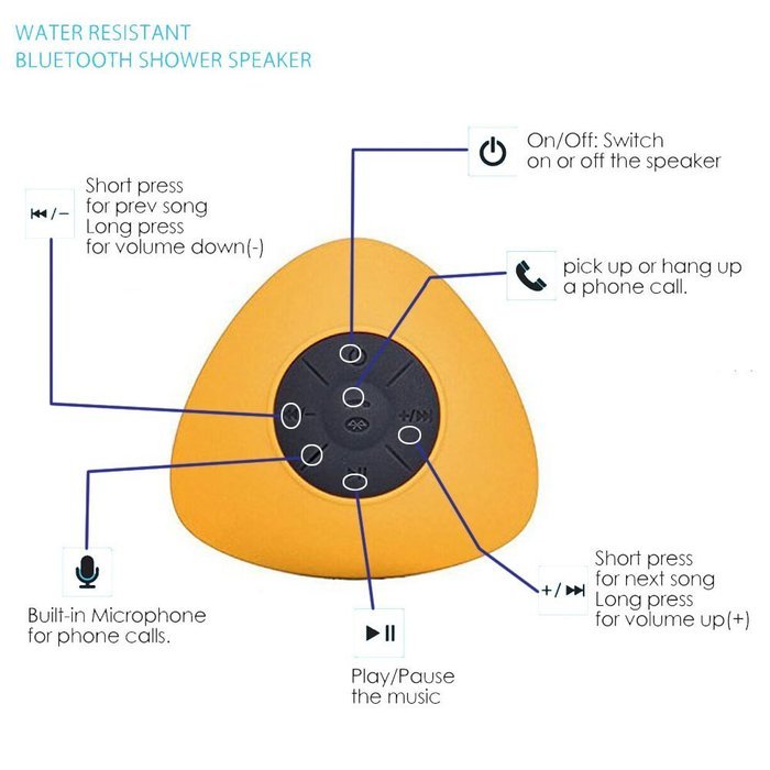 YOPO&reg; New Mini Wireless Waterproof Shower Stereo Bluetooth Speaker W/Mic & Suction Cup Mount, For Use With Latest... N9