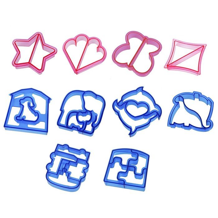 Lackingone Sandwich Cutter Shapes-Cake, Cookie & Sandwich Crust Cutter Set for Kids DIY Bread Mold 10PCS