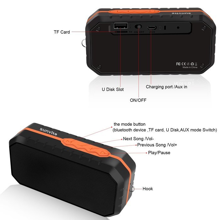 Sunvito Portable Wireless Bluetooth Speaker,Mini Outdoor Waterproof Speaker with 1800mAh Battery (MIC for Hands-free... N11
