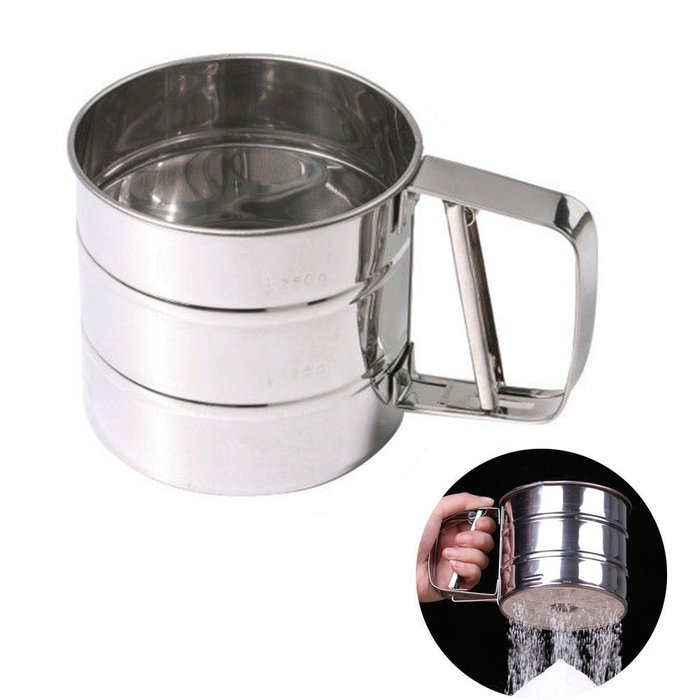 Chengor Baking Stainless Steel Shaker Sieve Cup Mesh Crank Flour Sifter with Measuring Scale Mark for Flour Icing...
