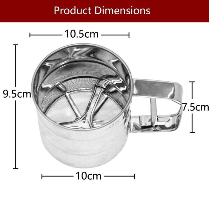 Chengor Baking Stainless Steel Shaker Sieve Cup Mesh Crank Flour Sifter with Measuring Scale Mark for Flour Icing... N6