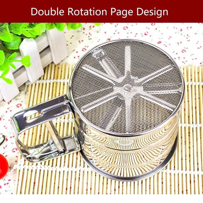 Chengor Baking Stainless Steel Shaker Sieve Cup Mesh Crank Flour Sifter with Measuring Scale Mark for Flour Icing... N8