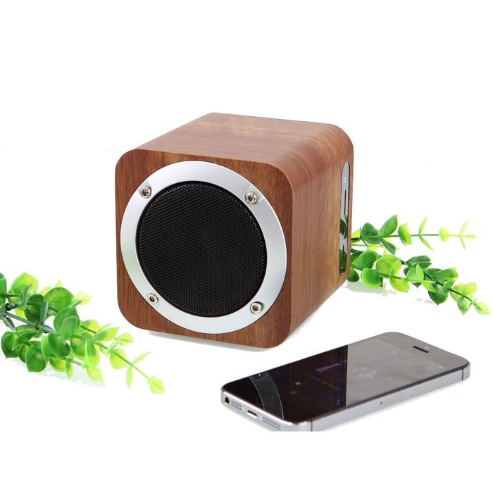 Portable Wooden Bluetooth Stereo Speaker Super Bass Subwoofer Support