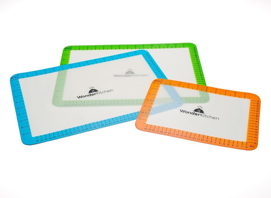 WonderKitchen Silicone Baking Mat Set - Non Stick Mats for Cookie Sheets, Toaster Ovens, Pizza Pans, and Microwave... N10
