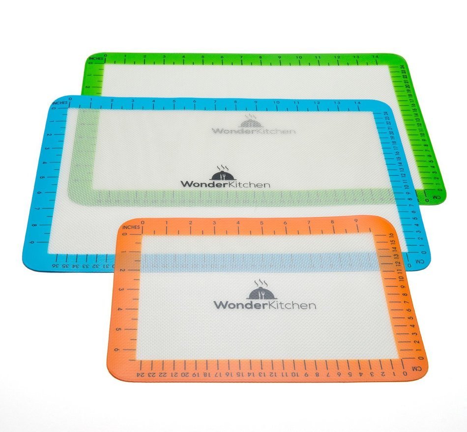 WonderKitchen Silicone Baking Mat Set - Non Stick Mats for Cookie Sheets, Toaster Ovens, Pizza Pans, and Microwave... N13