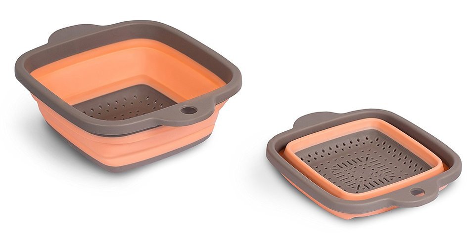 Internet&rsquo;s Best 2 Piece Collapsible Colander Strainer Set | Self Draining Pasta Bowl | Kitchen Food Washing Strainer...