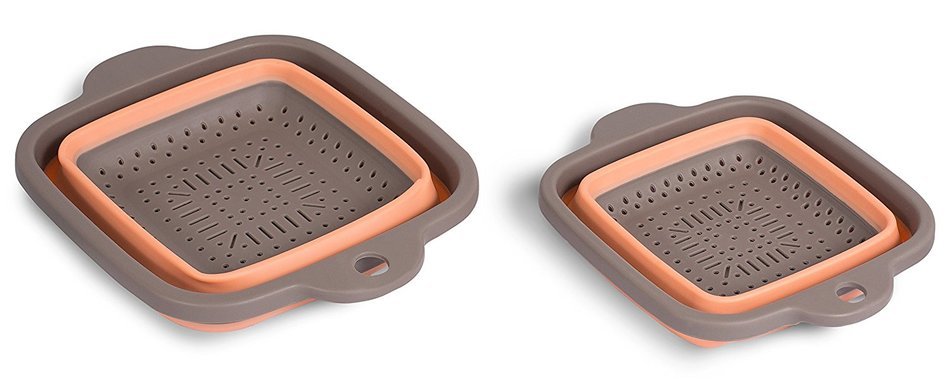 Internet&rsquo;s Best 2 Piece Collapsible Colander Strainer Set | Self Draining Pasta Bowl | Kitchen Food Washing Strainer... N4