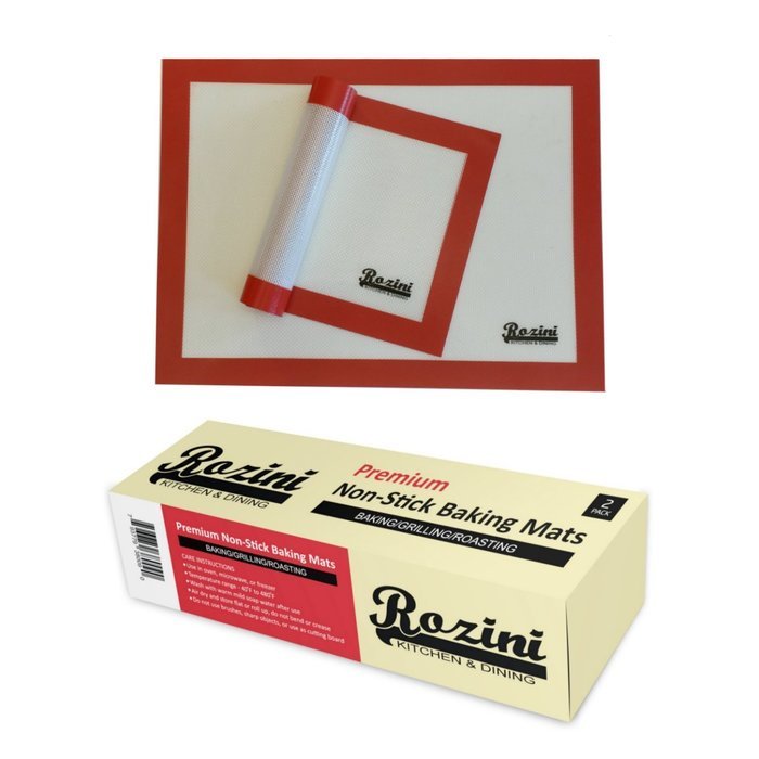 Rozini 2-pack Premium Non-Stick Silicone Baking Mats - 100% FDA Grade and BPA Free