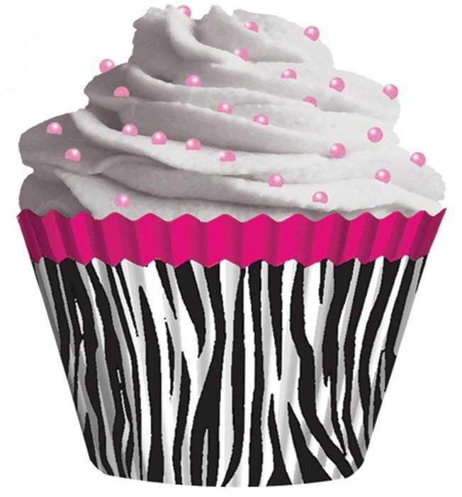 Cupcake Creations Pink Zebra Cupcake Holders, 2-Inch, 32 Count