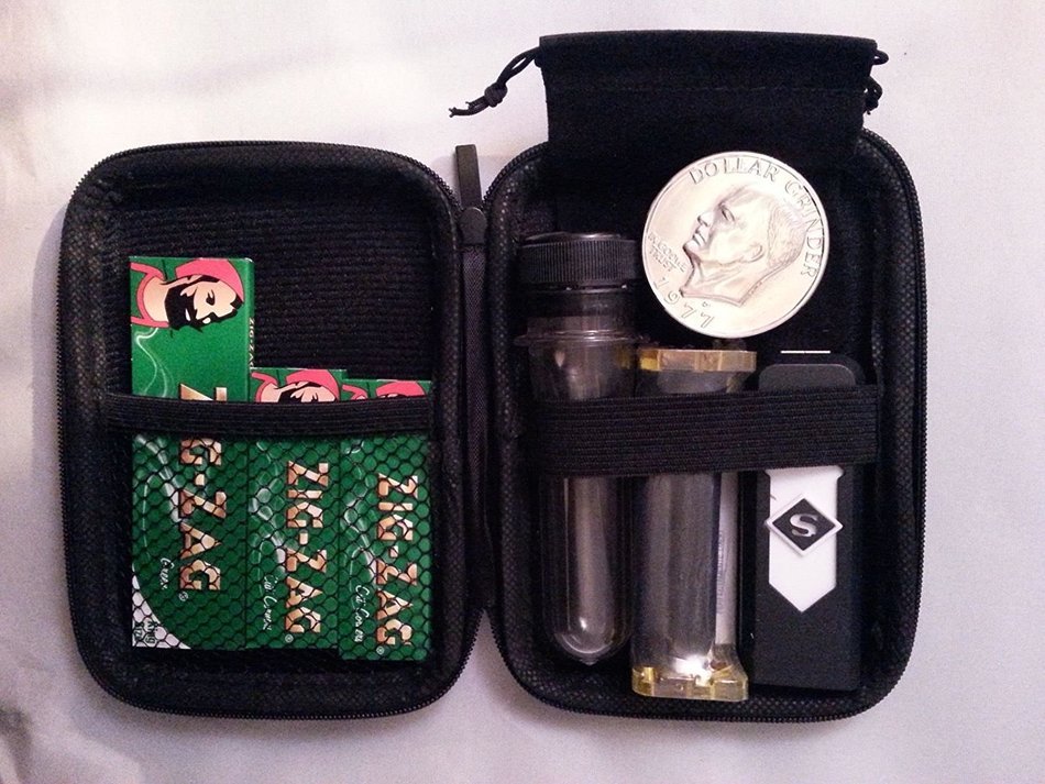 "Roll your own" Smoking Kit- Pouch/Case, Aluminum Herb Grinder, Storage Tube, Flameless Lighter, Rolling Machine...