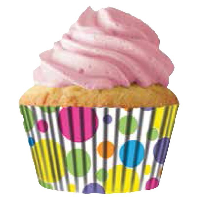 Quarterfold & Dots Premium Greaseproof Cupcake Liners No Muffin Pan Needed Cupcakes Papers 64 Count - Gold, White N21