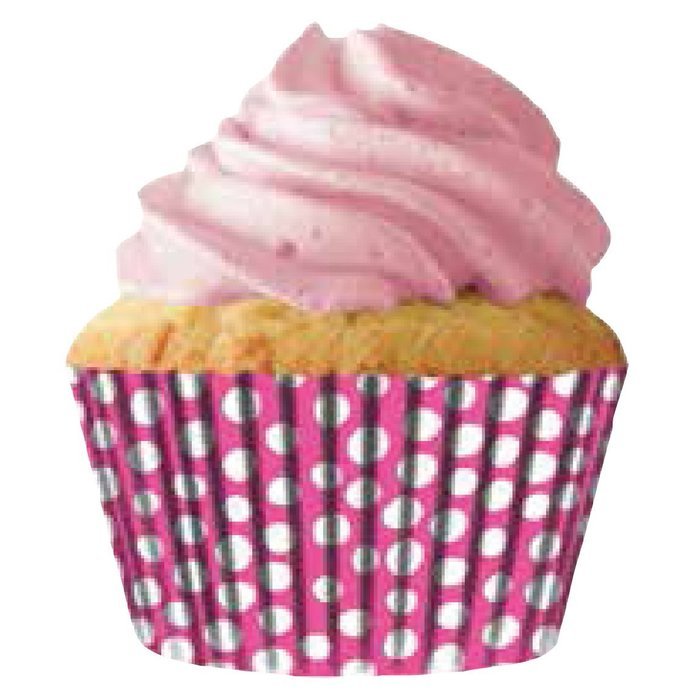Quarterfold & Dots Premium Greaseproof Cupcake Liners No Muffin Pan Needed Cupcakes Papers 64 Count - Gold, White N25