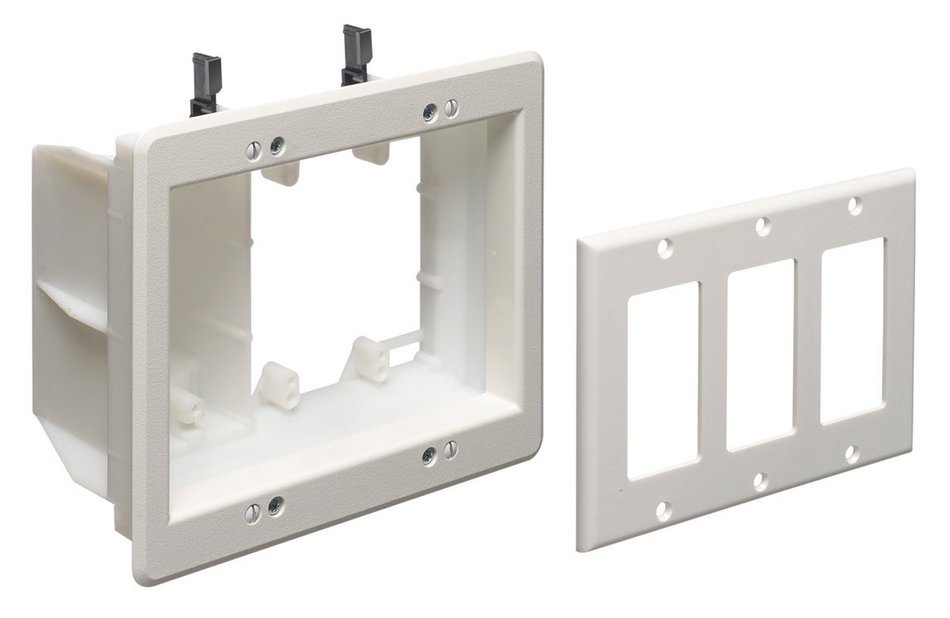 Arlington TVBU505-1 TV Box Recessed Outlet Wall Plate Kit, 2-Gang, White, 1-Pack N12