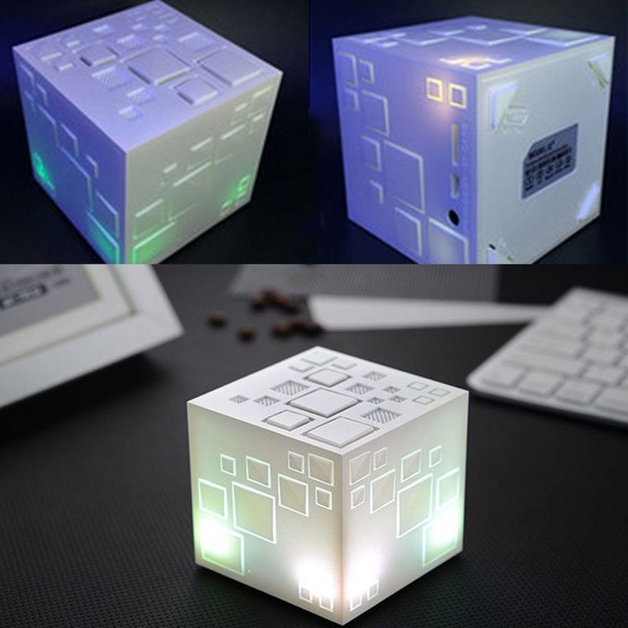 Aolyty Creative Mini Portable Magic Cube LED Light Deep Bass Wireless Bluetooth 4.0 Speaker Stereo Box with Build... N13